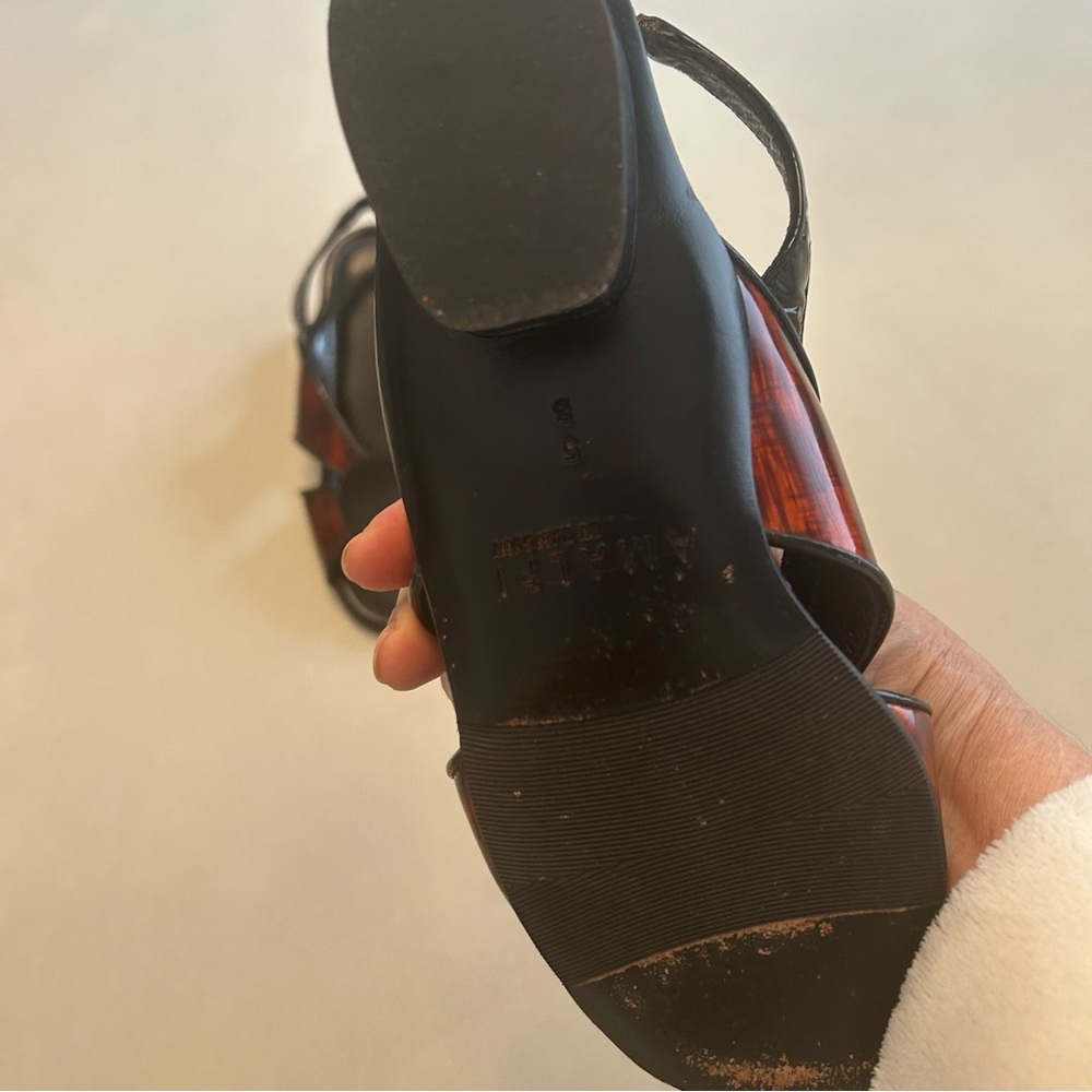 Amalfi Black and Brown Slingback Heels Size 5 - Picture 6 of 9